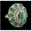 Image 3 : 14KT White Gold 8.08ctw Emerald and Diamond Ring