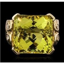 14KT Yellow Gold 22.17ct Citrine and Diamond Ring