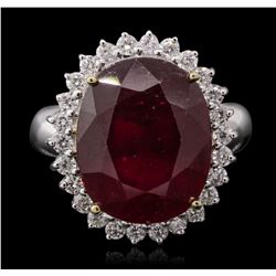 14KT White Gold 13.43ct Ruby and Diamond Ring