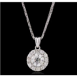 14KT White Gold 0.90ctw Diamond Pendant With Chain