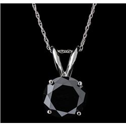 14KT White Gold 3.05ct Black Diamond Pendant With Chain