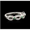 Image 2 : 14KT White Gold 0.10ctw Emerald and Diamond Ring