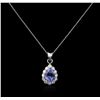 Image 2 : 14KT White Gold 2.43ct Tanzanite and Diamond Pendant With Chain