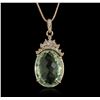 Image 1 : 14KT Rose Gold 31.81ct Amethyst and Diamond Pendant With Chain