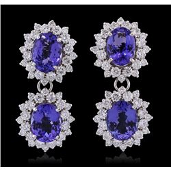 14KT White Gold 10.92ctw Tanzanite and Diamond Earrings