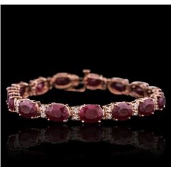 14KT Rose Gold 24.30ctw Ruby and Diamond Bracelet