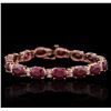 Image 1 : 14KT Rose Gold 24.30ctw Ruby and Diamond Bracelet