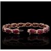 Image 2 : 14KT Rose Gold 24.30ctw Ruby and Diamond Bracelet