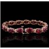 Image 3 : 14KT Rose Gold 24.30ctw Ruby and Diamond Bracelet