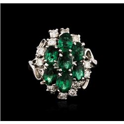 14KT White Gold 2.55ctw Emerald and Diamond Ring