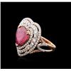 Image 2 : 18KT Two-Tone Gold 7.17ct Ruby and Diamond Ring