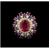 Image 1 : 14KT Yellow Gold 4.68ctw Ruby, Sapphire and Diamond Ring