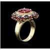 Image 3 : 14KT Yellow Gold 4.68ctw Ruby, Sapphire and Diamond Ring