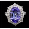 Image 1 : 14KT White Gold 5.20ct Tanzanite and Diamond Ring