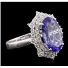 Image 2 : 14KT White Gold 5.20ct Tanzanite and Diamond Ring