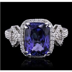 14KT White Gold 3.40ct Tanzanite and Diamond Ring