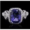 Image 1 : 14KT White Gold 3.40ct Tanzanite and Diamond Ring