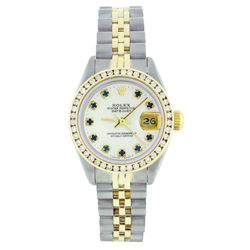 Rolex Two-Tone Sapphire and Diamond DateJust Ladies Watch