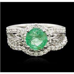 14KT White Gold 1.43ct Emerald and Diamond Wedding Ring Set