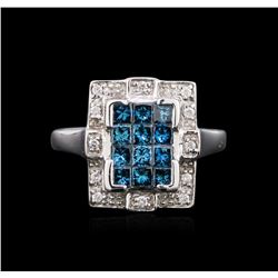 14KT White Gold 0.94ctw Blue Diamond Ring