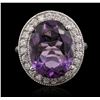 Image 1 : 14KT White Gold 7.92ct Amethyst and Diamond Ring