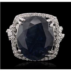 18KT White Gold 14.09ct Sapphire and Diamond Ring