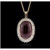 Image 1 : 14KT Yellow Gold 49.58ct Ruby and Diamond Pendant With Chain