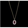 Image 2 : 14KT Yellow Gold 49.58ct Ruby and Diamond Pendant With Chain