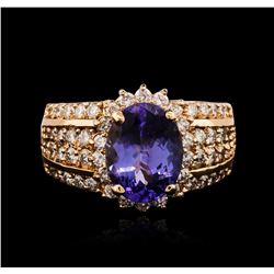 14KT Rose Gold 3.75ct Tanzanite and Diamond Ring