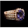 Image 2 : 14KT Rose Gold 3.75ct Tanzanite and Diamond Ring