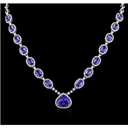 14KT White Gold 18.07ctw Tanzanite and Diamond Necklace