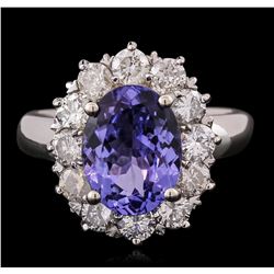 14KT White Gold 3.35ct Tanzanite and Diamond Ring