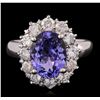 Image 1 : 14KT White Gold 3.35ct Tanzanite and Diamond Ring