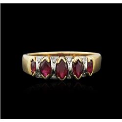 14KT Yellow Gold 0.10ctw Diamond and Ruby Ring