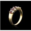 Image 3 : 14KT Yellow Gold 0.10ctw Diamond and Ruby Ring