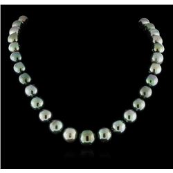 Tahitian Cultured Pearl Necklace with 14KT White Gold Diamond Clasp