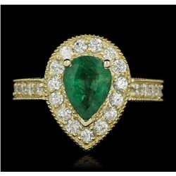 14KT Yellow Gold 1.34ct Emerald and Diamond Ring