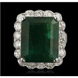 14KT White Gold 11.74ct Emerald and Diamond Ring