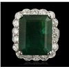 Image 1 : 14KT White Gold 11.74ct Emerald and Diamond Ring