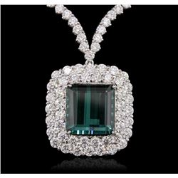 18KT White Gold 15.54ct GIA Certified Tourmaline and Diamond Necklace