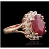 Image 2 : 14KT Rose Gold 4.59ct Ruby and Diamond Ring