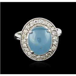 14KT White Gold 6.45ct Aquamarine and Diamond Ring