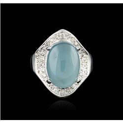 14KT White Gold 9.31ct Aquamarine and Diamond Ring