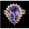 Image 1 : 14KT Rose Gold 5.10ct Tanzanite and Diamond Ring