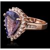 Image 2 : 14KT Rose Gold 5.10ct Tanzanite and Diamond Ring