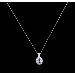 14KT White Gold 0.80ct Sapphire and Diamond Pendant With Chain