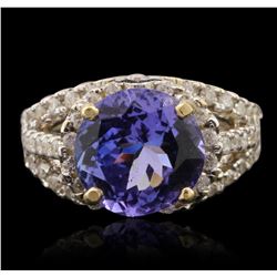 14KT White Gold 5.48ct Tanzanite and Diamond Ring