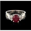 Image 1 : 14KT White Gold 1.32ct Ruby and Diamond Ring