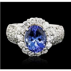 14KT White Gold 2.93ct Tanzanite and Diamond Ring