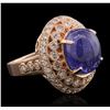 Image 2 : 14KT Rose Gold 9.72ct Tanzanite and Diamond Ring